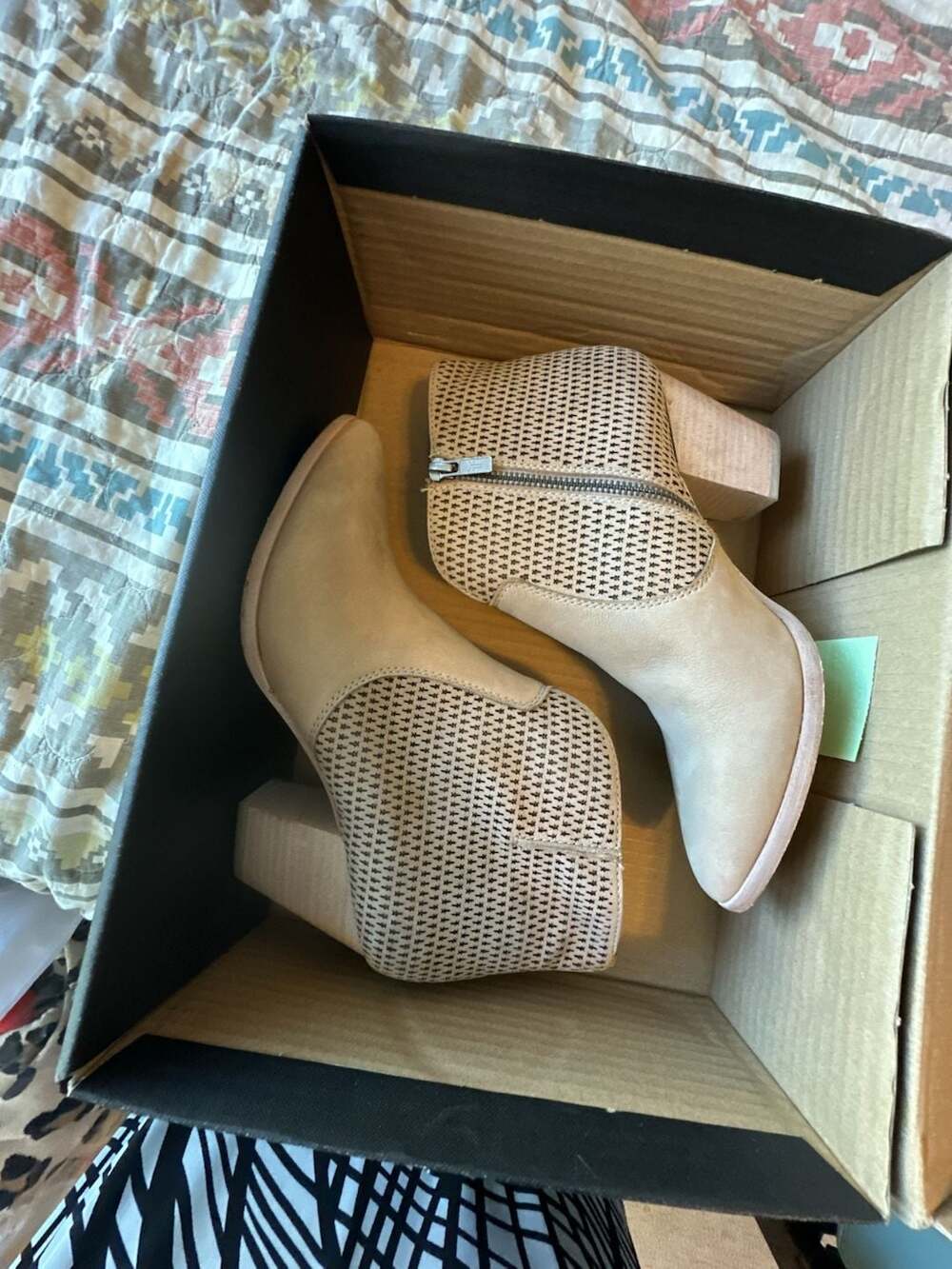 Frye Beige Leather Perforated Ankle Booties